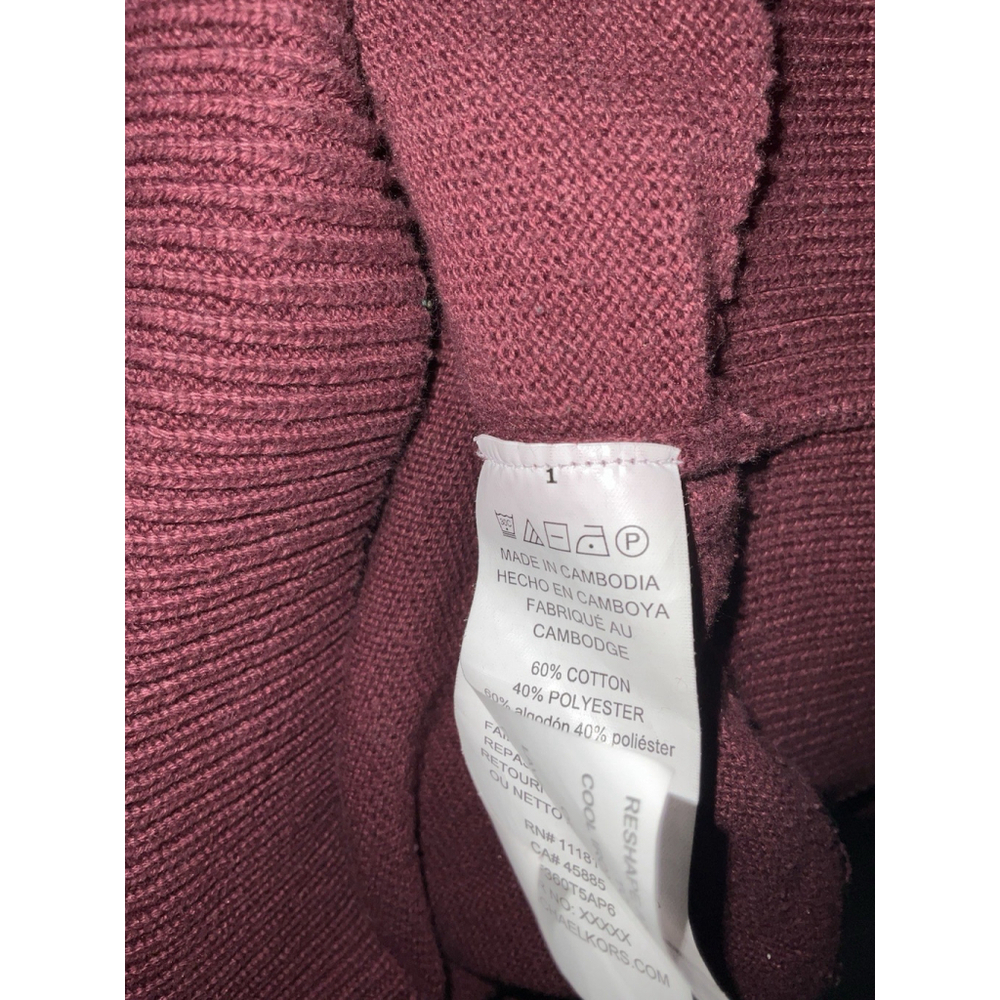 Michael Kors Merlot Lightweight Sweater Gold Buttons Large - Picture 9 of 9